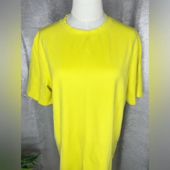 Theory Men’s Crew Neck Short-Sleeve Tee in Stretch Jersey in Cyber Yellow Sz M - Picture 4 of 12